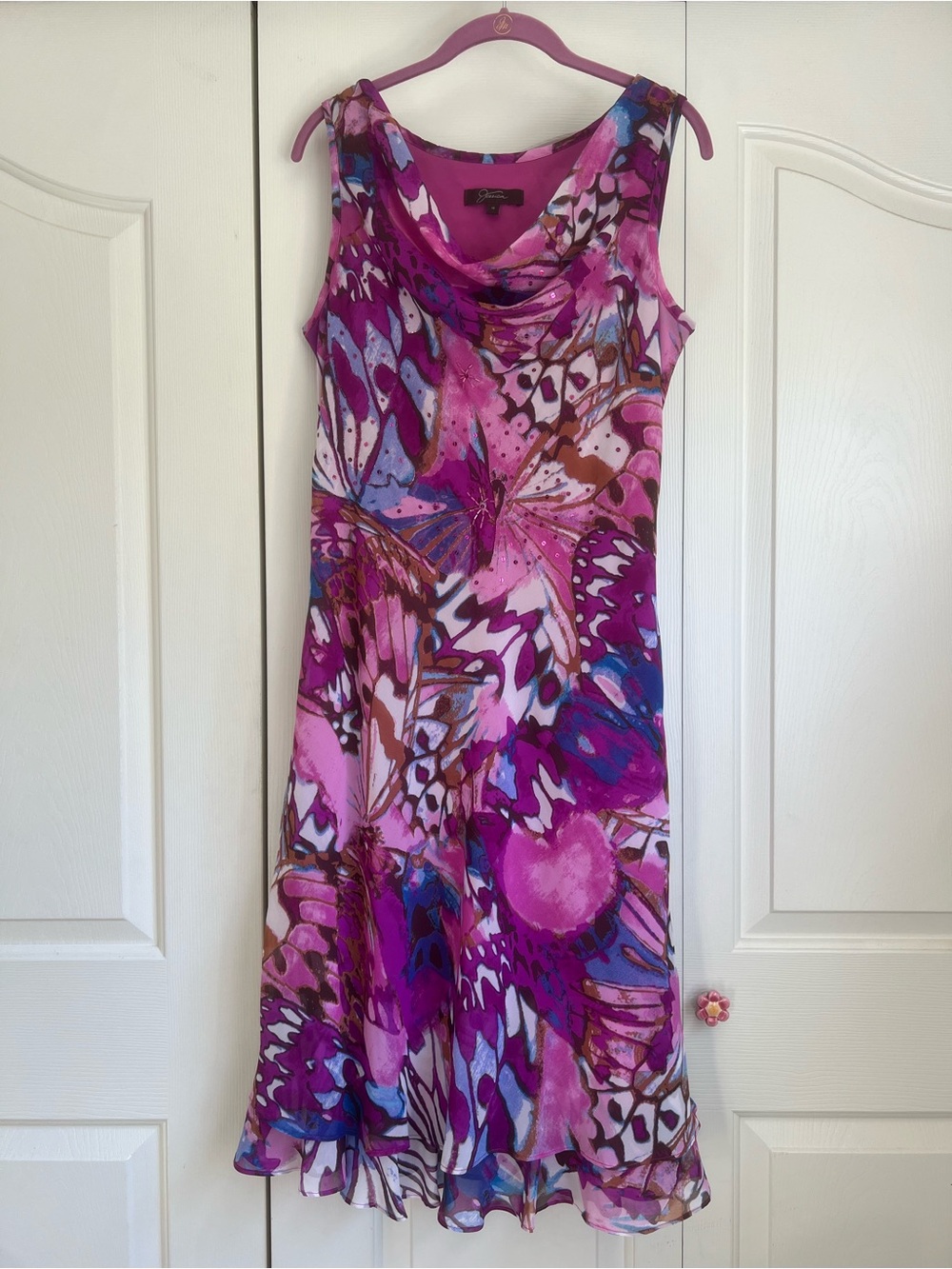 Jessica Y2K Brand Butterfly Sequin Bead Formal Slip Dress